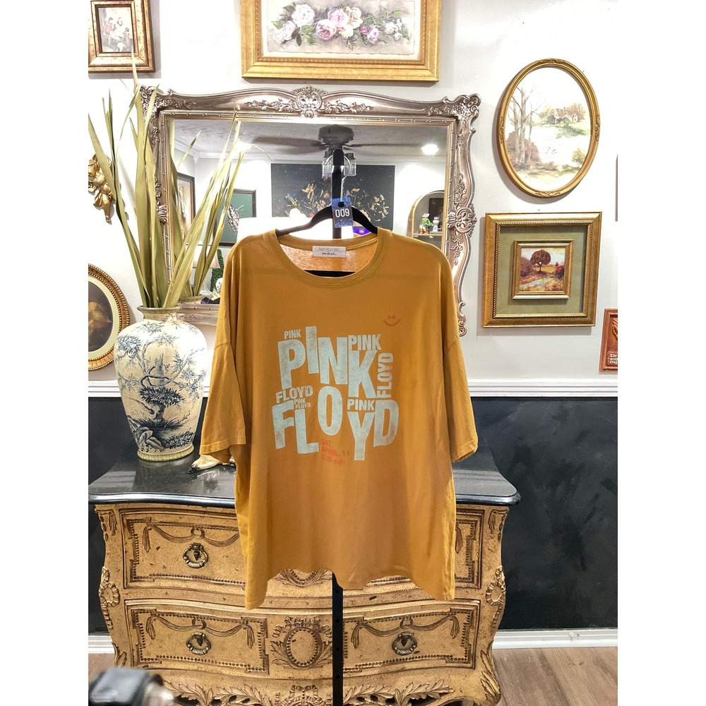 Daydreamer Free People Pink Floyd Graphic Tee Mustard Yellow Cotton OS